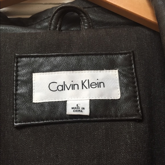Men’s Calvin Klein Full Zip Leather Jacket - Picture 7 of 8